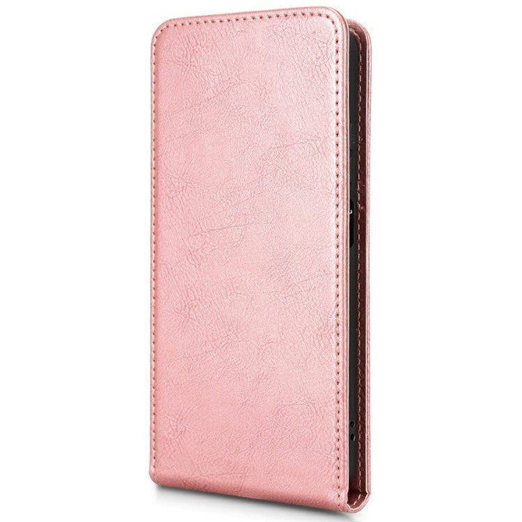 For Motorola Moto G15 Power 4G / G15 4G Case with Card Slot Magnetic Vertical Flip Leather Phone Cover - Rose Gold