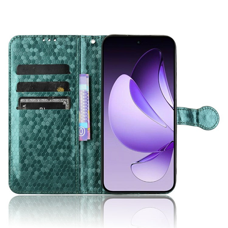 For Oppo Reno13 5G (Global) Wallet Case Dot Pattern Imprint PU Leather Phone Cover - Green