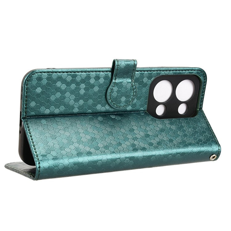 For Oppo Reno13 5G (Global) Wallet Case Dot Pattern Imprint PU Leather Phone Cover - Green