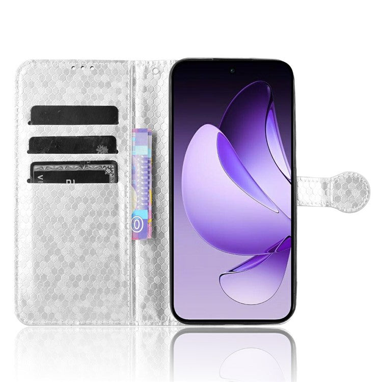 For Oppo Reno13 5G (Global) Wallet Case Dot Pattern Imprint PU Leather Phone Cover - Silver