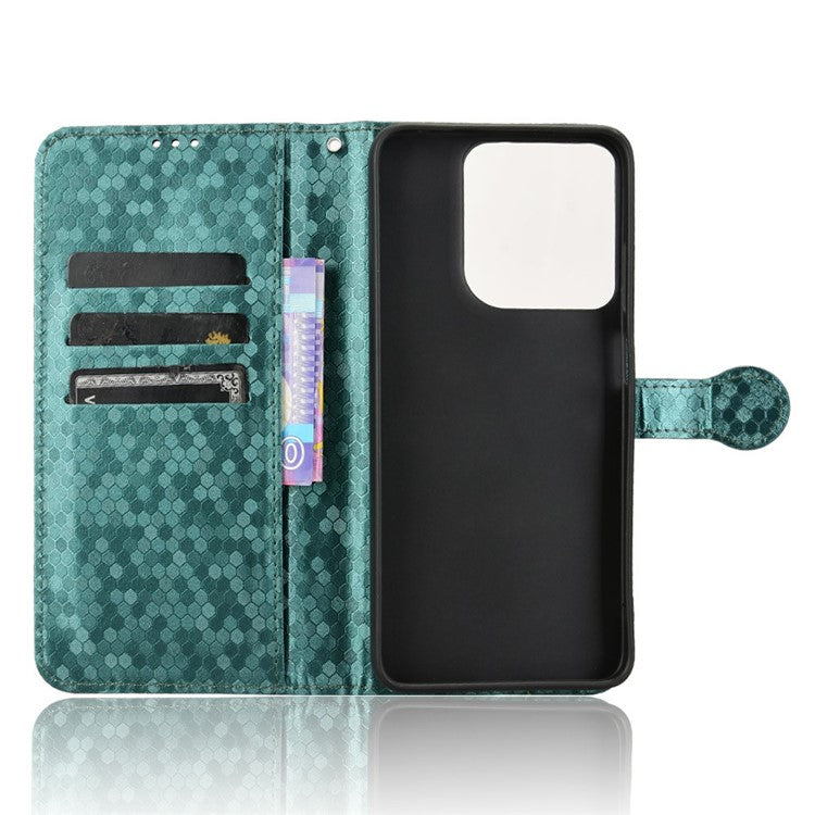 For Motorola Moto G15 4G / G15 Power 4G Wallet Case Dot Pattern Imprint PU Leather Phone Cover - Green