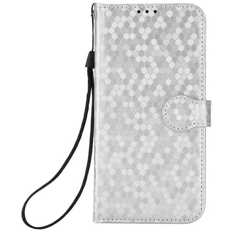 For Motorola Moto G15 4G / G15 Power 4G Wallet Case Dot Pattern Imprint PU Leather Phone Cover - Silver