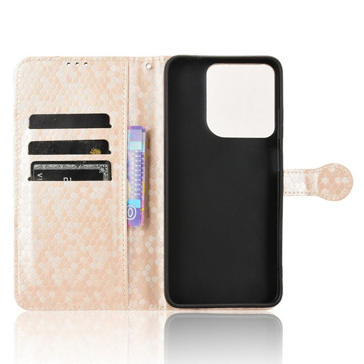 For Motorola Moto G15 4G / G15 Power 4G Wallet Case Dot Pattern Imprint PU Leather Phone Cover - Rose Gold