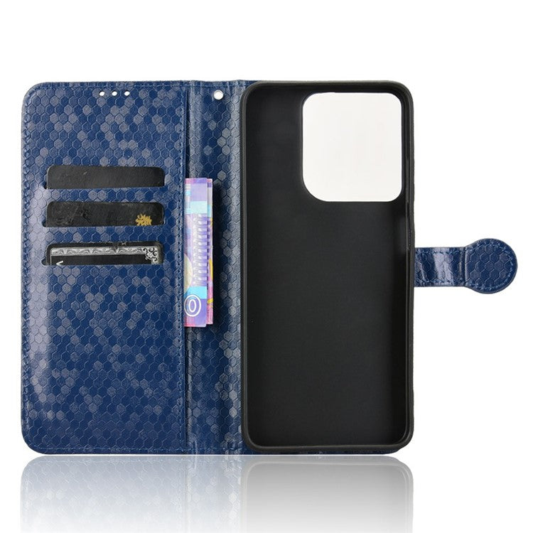 For Motorola Moto G15 4G / G15 Power 4G Wallet Case Dot Pattern Imprint PU Leather Phone Cover - Dark Blue
