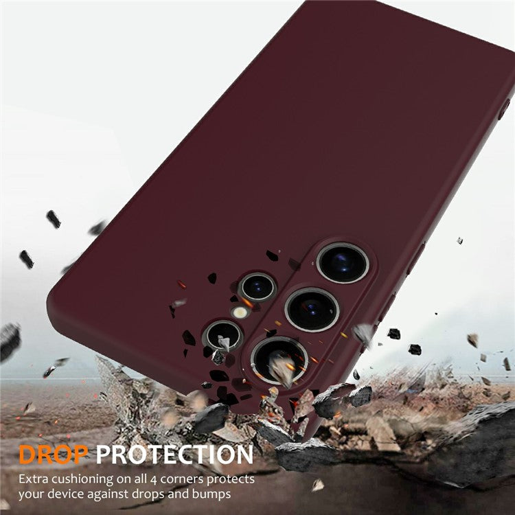 For Samsung Galaxy S25 Ultra Case Compatible with MagSafe Liquid Silicone Phone Cover with Lanyard - Wine Red
