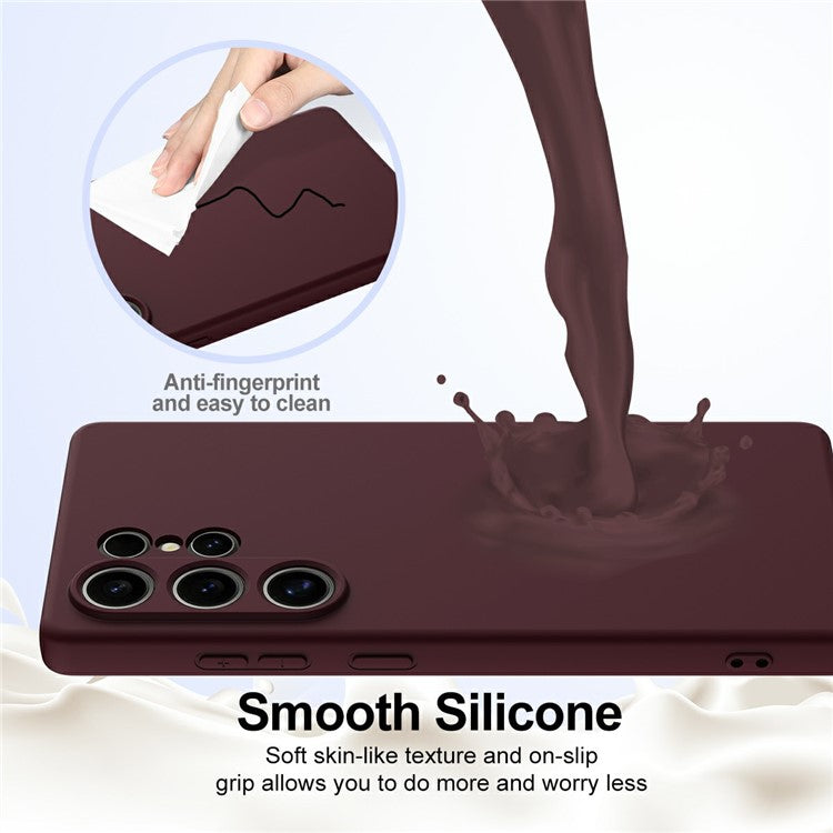 For Samsung Galaxy S25 Ultra Case Compatible with MagSafe Liquid Silicone Phone Cover with Lanyard - Wine Red