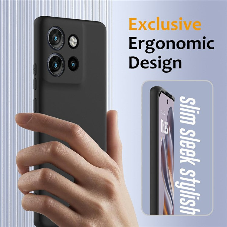 Liquid Silicone Case For Motorola Edge 50 Neo 5G  /  Moto S50 5G  /  ThinkPhone 25 5G Compatible with MagSafe Phone Cover with Lanyard - Black