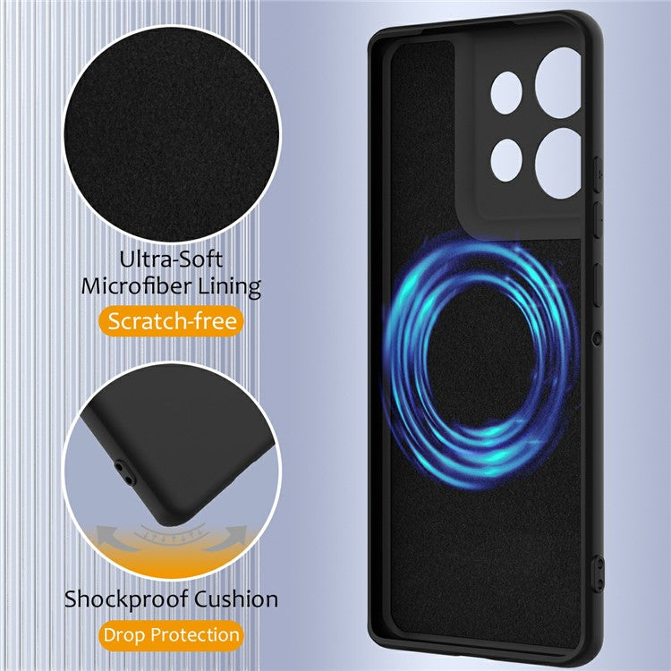 Liquid Silicone Case For Motorola Edge 50 Neo 5G  /  Moto S50 5G  /  ThinkPhone 25 5G Compatible with MagSafe Phone Cover with Lanyard - Black