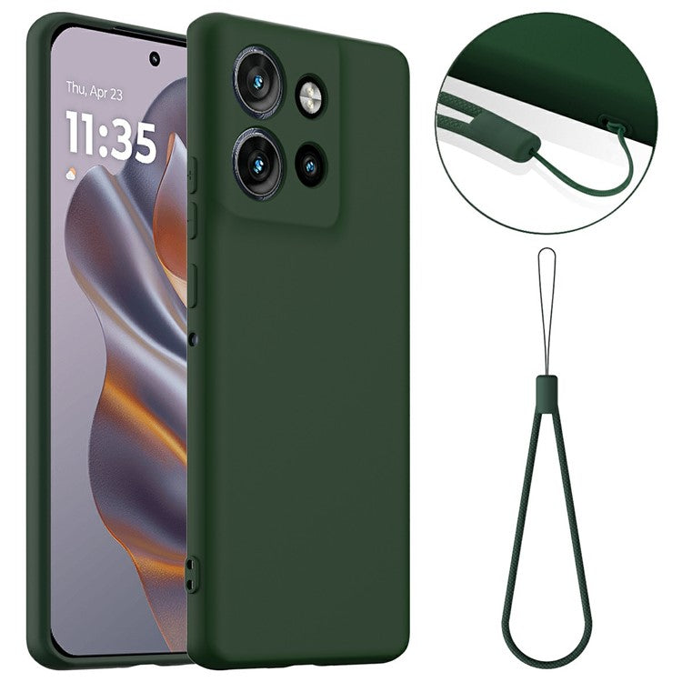 Liquid Silicone Case For Motorola Edge 50 Neo 5G  /  Moto S50 5G  /  ThinkPhone 25 5G Compatible with MagSafe Phone Cover with Lanyard - Dark Green