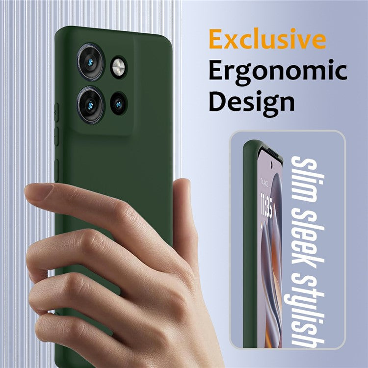 Liquid Silicone Case For Motorola Edge 50 Neo 5G  /  Moto S50 5G  /  ThinkPhone 25 5G Compatible with MagSafe Phone Cover with Lanyard - Dark Green