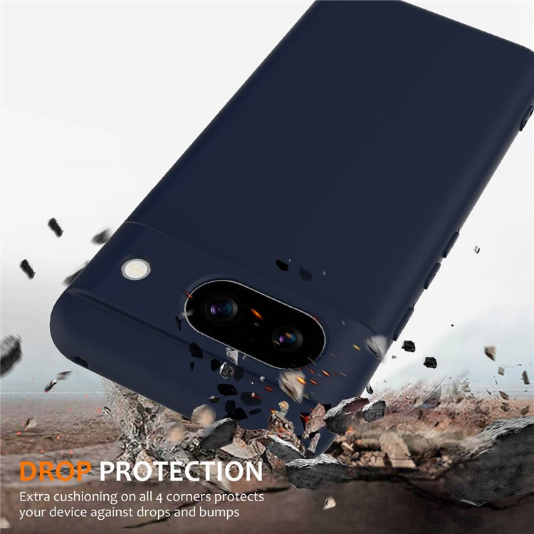 For Google Pixel 8a Case Compatible with MagSafe Liquid Silicone Phone Cover with Lanyard - Dark Blue