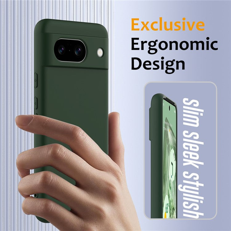 For Google Pixel 8a Case Compatible with MagSafe Liquid Silicone Phone Cover with Lanyard - Dark Green