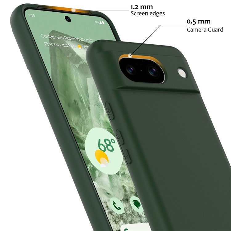 For Google Pixel 8a Case Compatible with MagSafe Liquid Silicone Phone Cover with Lanyard - Dark Green