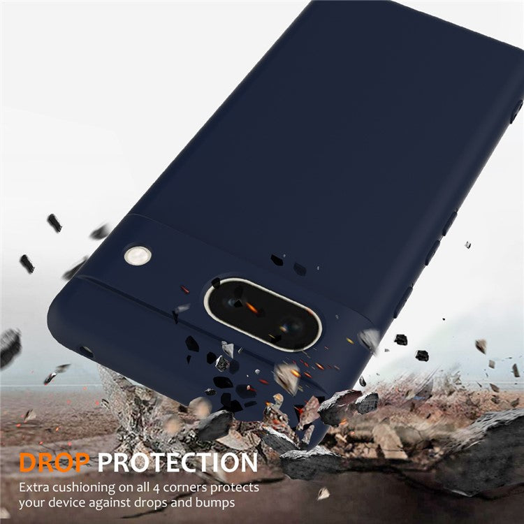 For Google Pixel 7a Case Compatible with MagSafe Liquid Silicone Phone Cover with Lanyard - Dark Blue