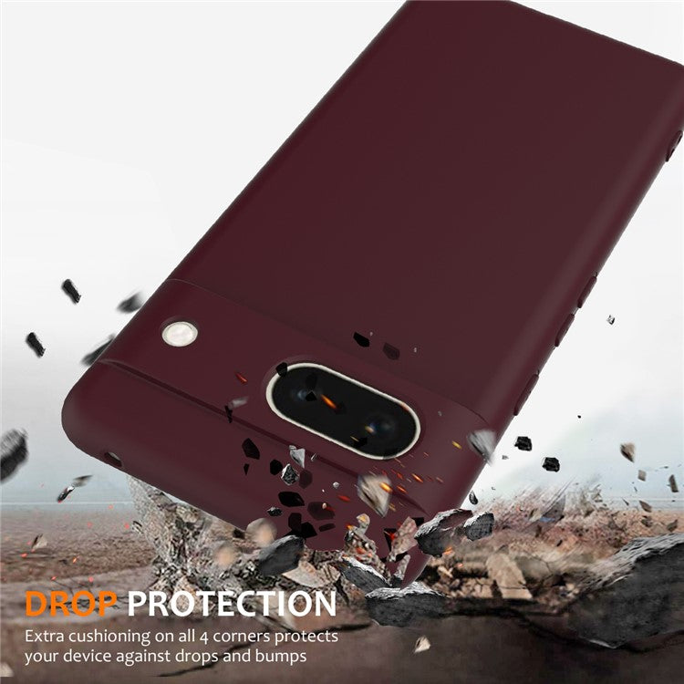 For Google Pixel 7a Case Compatible with MagSafe Liquid Silicone Phone Cover with Lanyard - Wine Red