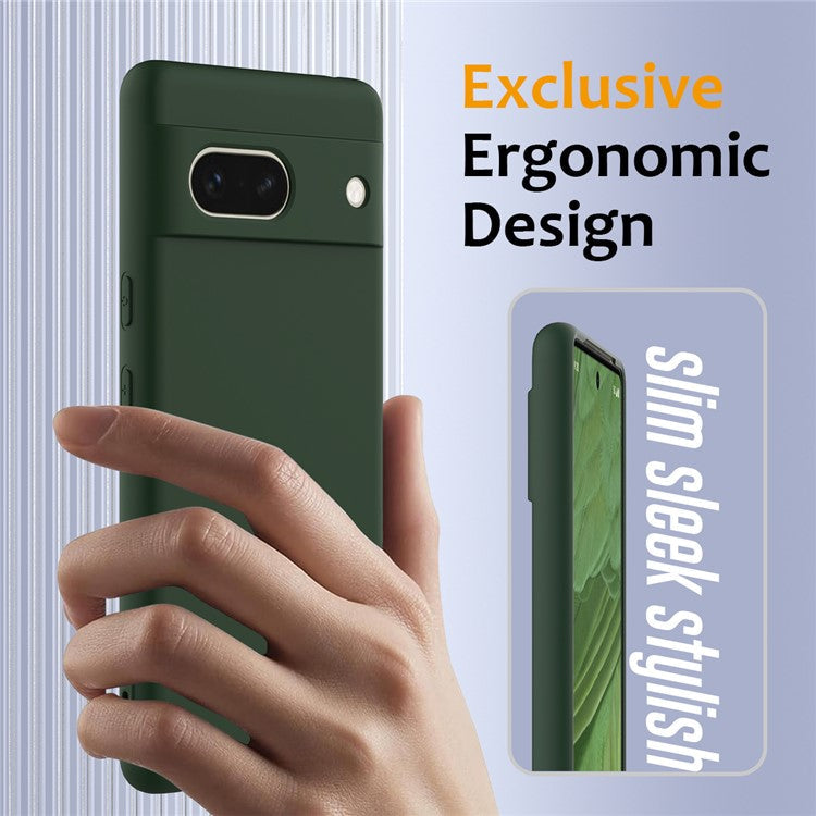 For Google Pixel 7a Case Compatible with MagSafe Liquid Silicone Phone Cover with Lanyard - Dark Green