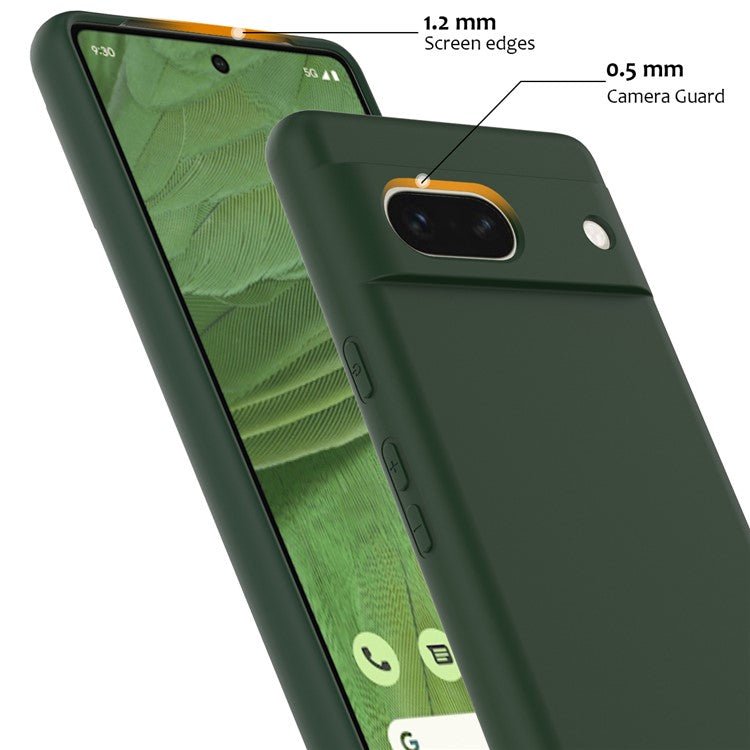 For Google Pixel 7a Case Compatible with MagSafe Liquid Silicone Phone Cover with Lanyard - Dark Green