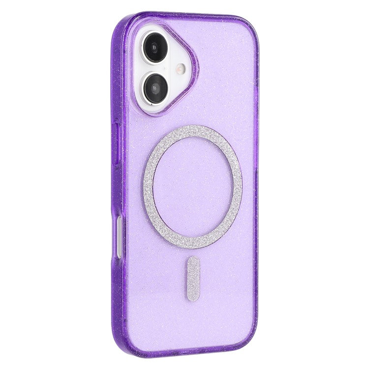 For iPhone 16 Case Compatible with MagSafe 2.0mm PC + TPU Glitter Phone Cover - Purple