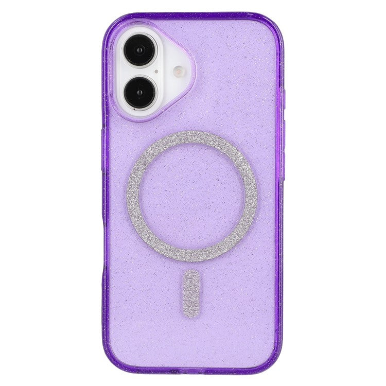 For iPhone 16 Case Compatible with MagSafe 2.0mm PC + TPU Glitter Phone Cover - Purple