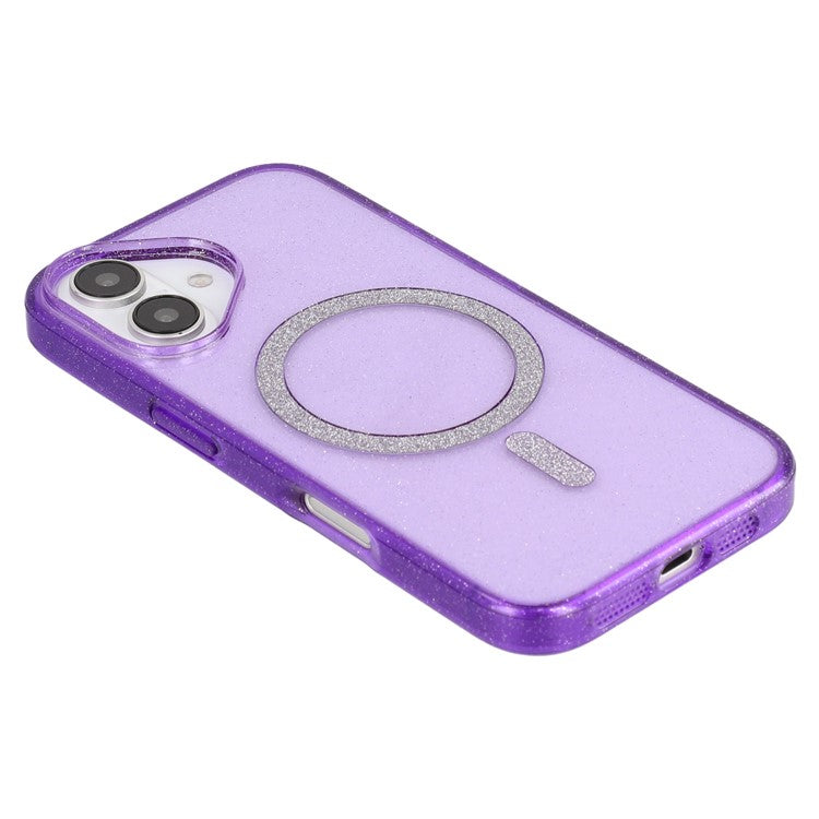 For iPhone 16 Case Compatible with MagSafe 2.0mm PC + TPU Glitter Phone Cover - Purple