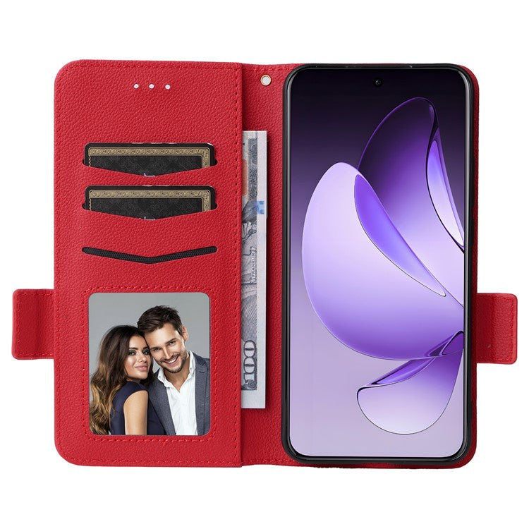 For Oppo Reno13 Pro 5G Case with Wrist Strap Litchi Texture PU Leather Wallet Phone Cover - Red