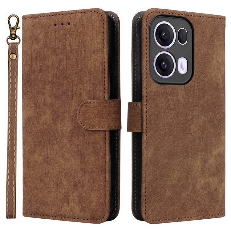 For Oppo Reno13 Pro 5G Wallet Case RFID Blocking PU Leather Cover Stand View - Brown