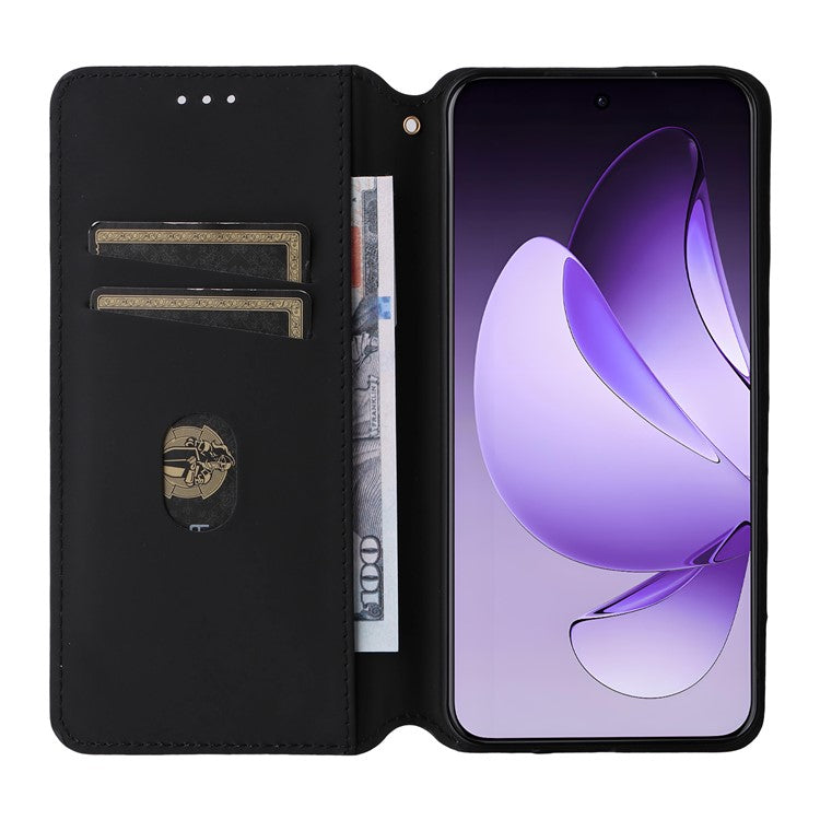 For Oppo Reno13 Pro 5G Wallet Case Rhombus Imprinted Leather Phone Cover - Blue