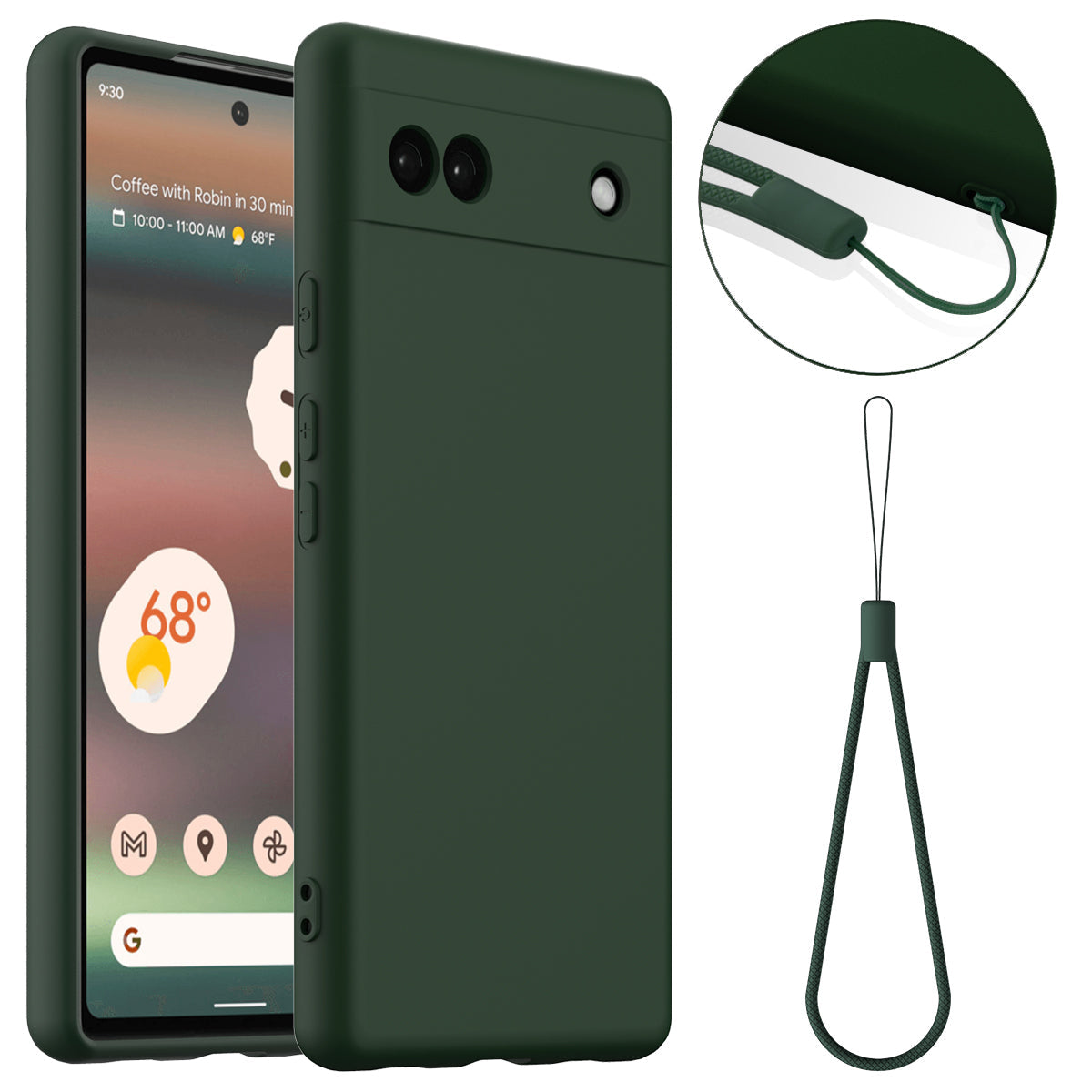 For Google Pixel 6a Case Compatible with MagSafe Anti-Drop Liquid Silicone Phone Cover - Dark Green