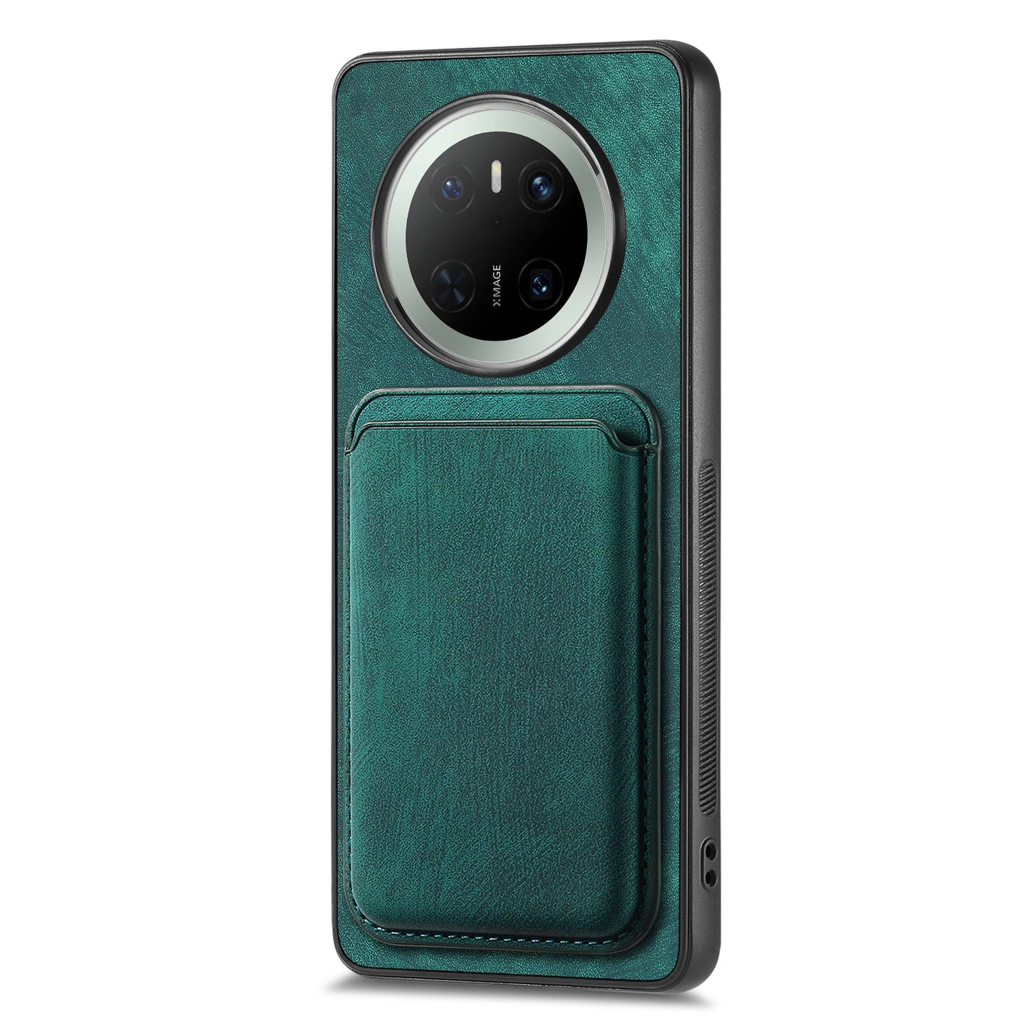 For Huawei Mate 70 Case Retro Leather TPU Phone Back Cover with Detachable Card Slot - Green