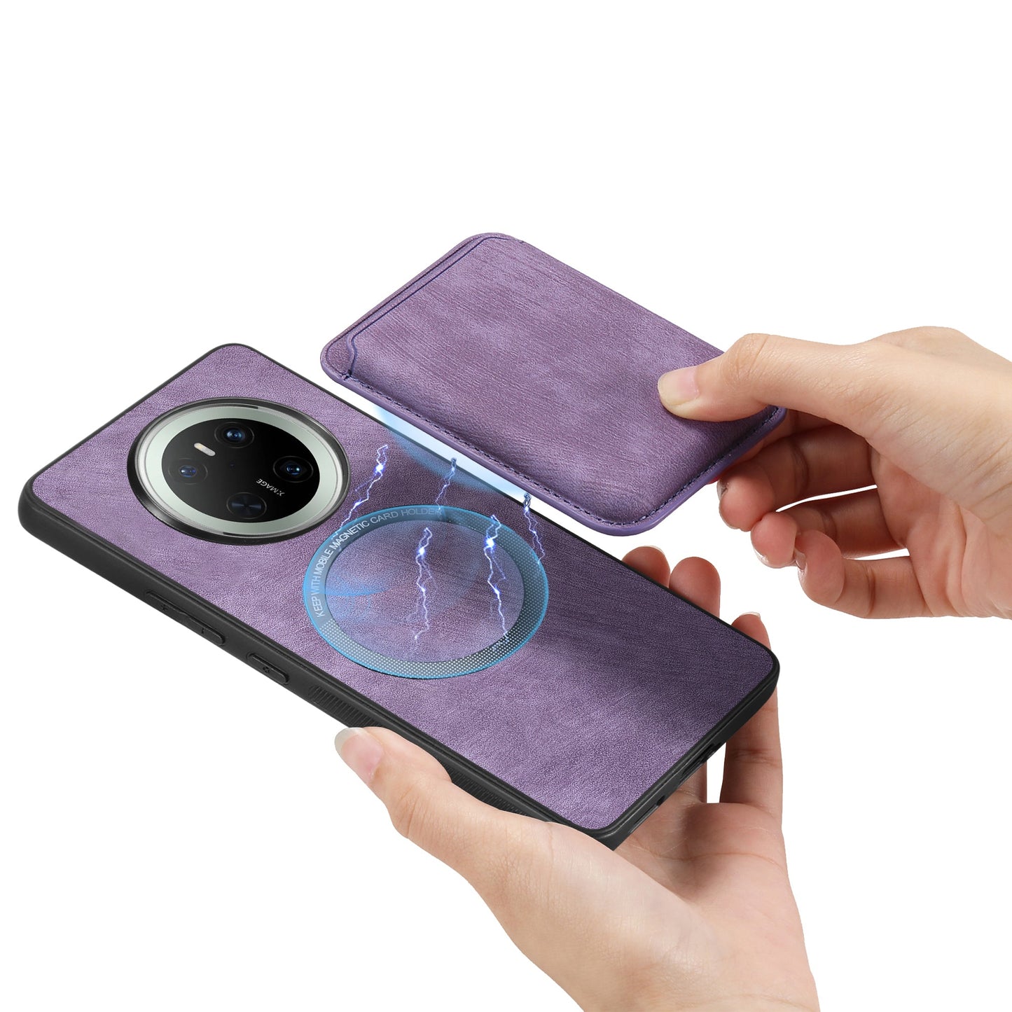 For Huawei Mate 70 Case Retro Leather TPU Phone Back Cover with Detachable Card Slot - Purple