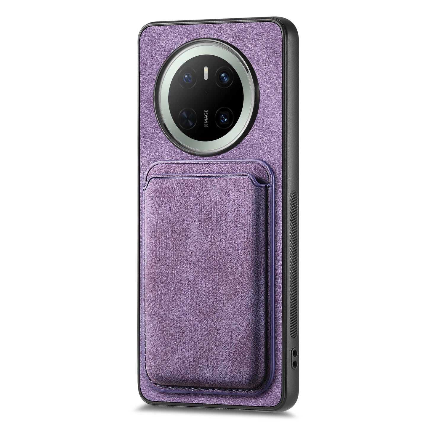 For Huawei Mate 70 Case Retro Leather TPU Phone Back Cover with Detachable Card Slot - Purple