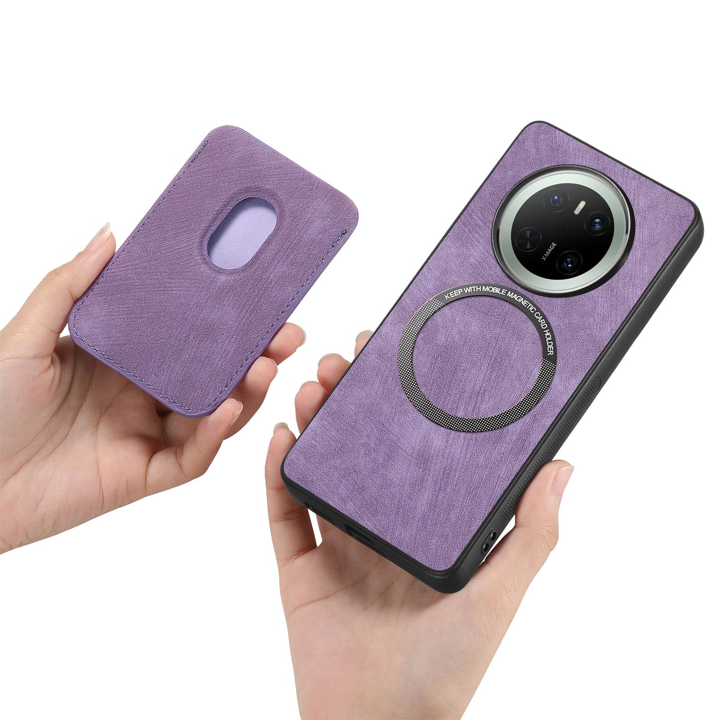 For Huawei Mate 70 Case Retro Leather TPU Phone Back Cover with Detachable Card Slot - Purple