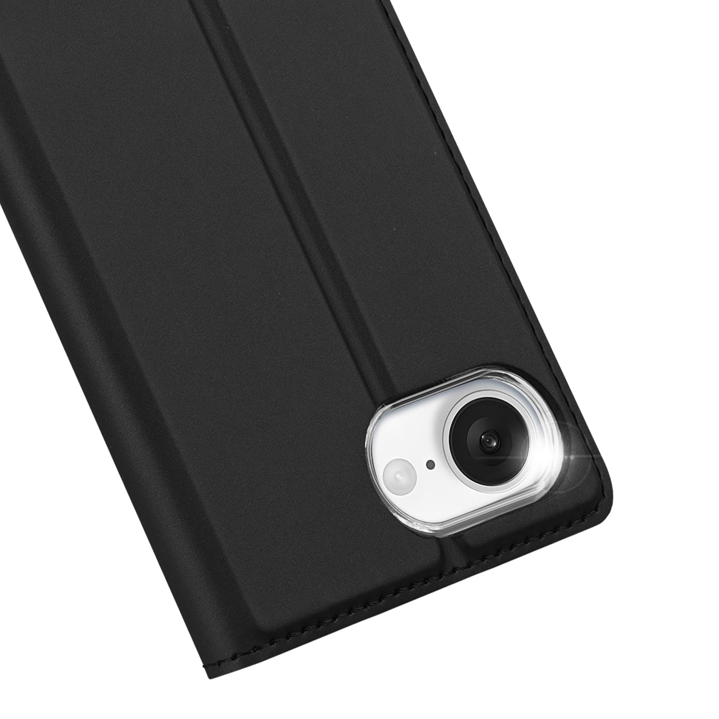 For iPhone 16e Case DUX DUCIS Skin Pro Series Leather Cover Card Holder - Black