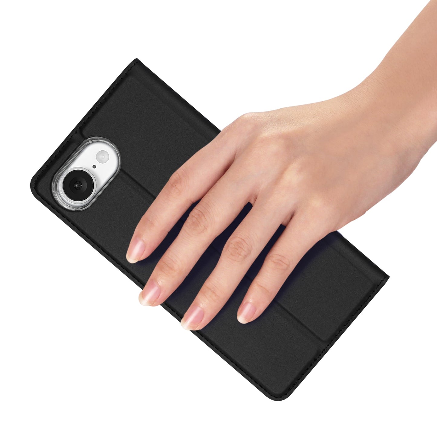 For iPhone 16e Case DUX DUCIS Skin Pro Series Leather Cover Card Holder - Black