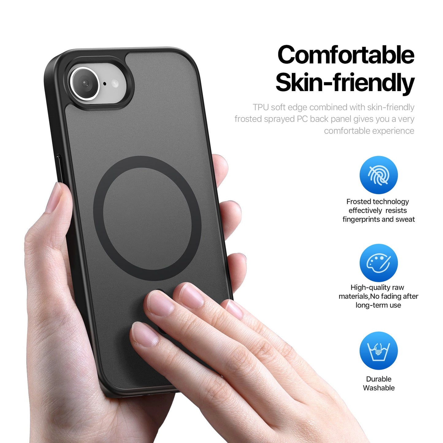 For iPhone SE (2025) Case DUX DUCIS Yind Series Matte Case Compatible with MagSafe PC+TPU Phone Cover - Black