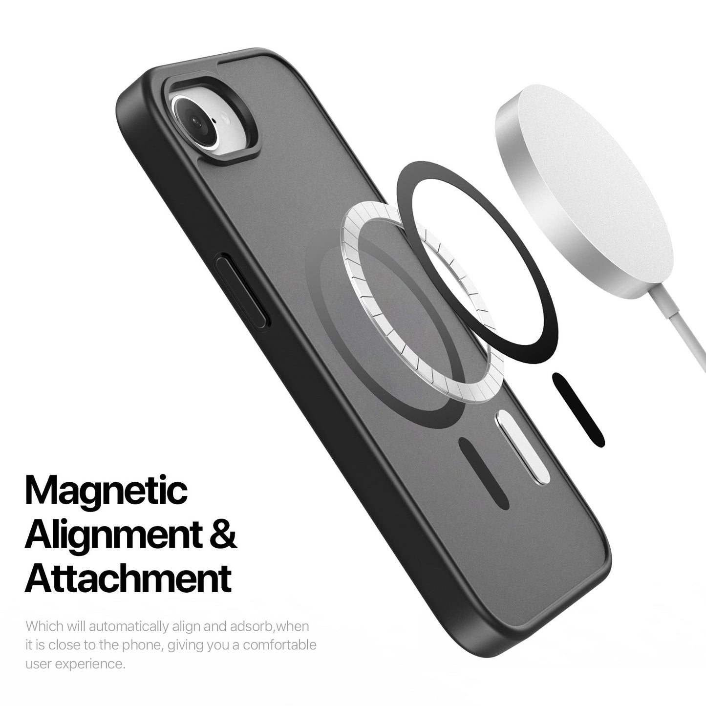 For iPhone SE (2025) Case DUX DUCIS Yind Series Matte Case Compatible with MagSafe PC+TPU Phone Cover - Black