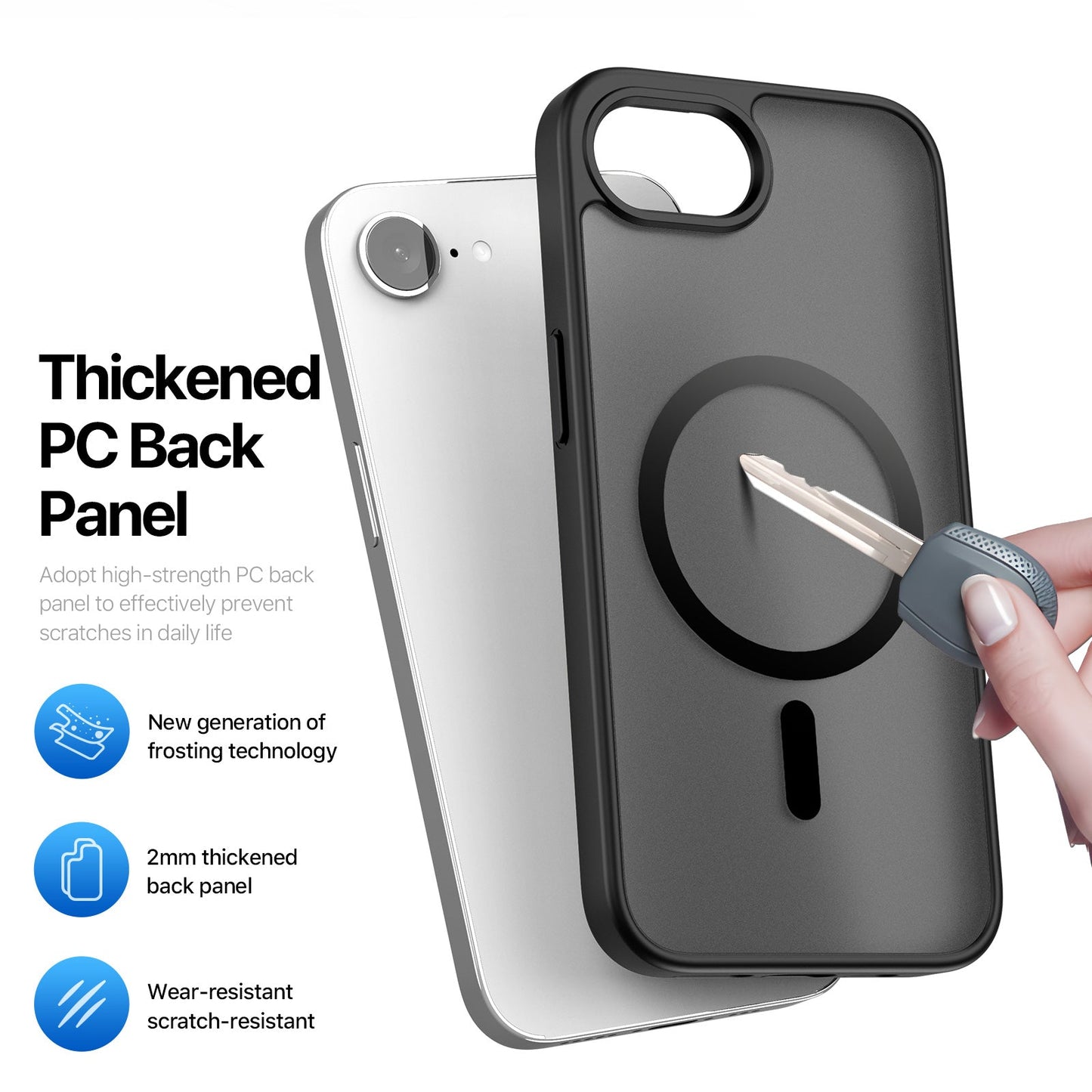 For iPhone 16e Case DUX DUCIS Yind Series Matte Case Compatible with MagSafe PC+TPU Phone Cover - Black