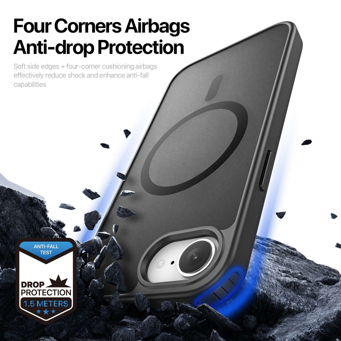 For iPhone 16e Case DUX DUCIS Yind Series Matte Case Compatible with MagSafe PC+TPU Phone Cover - Black