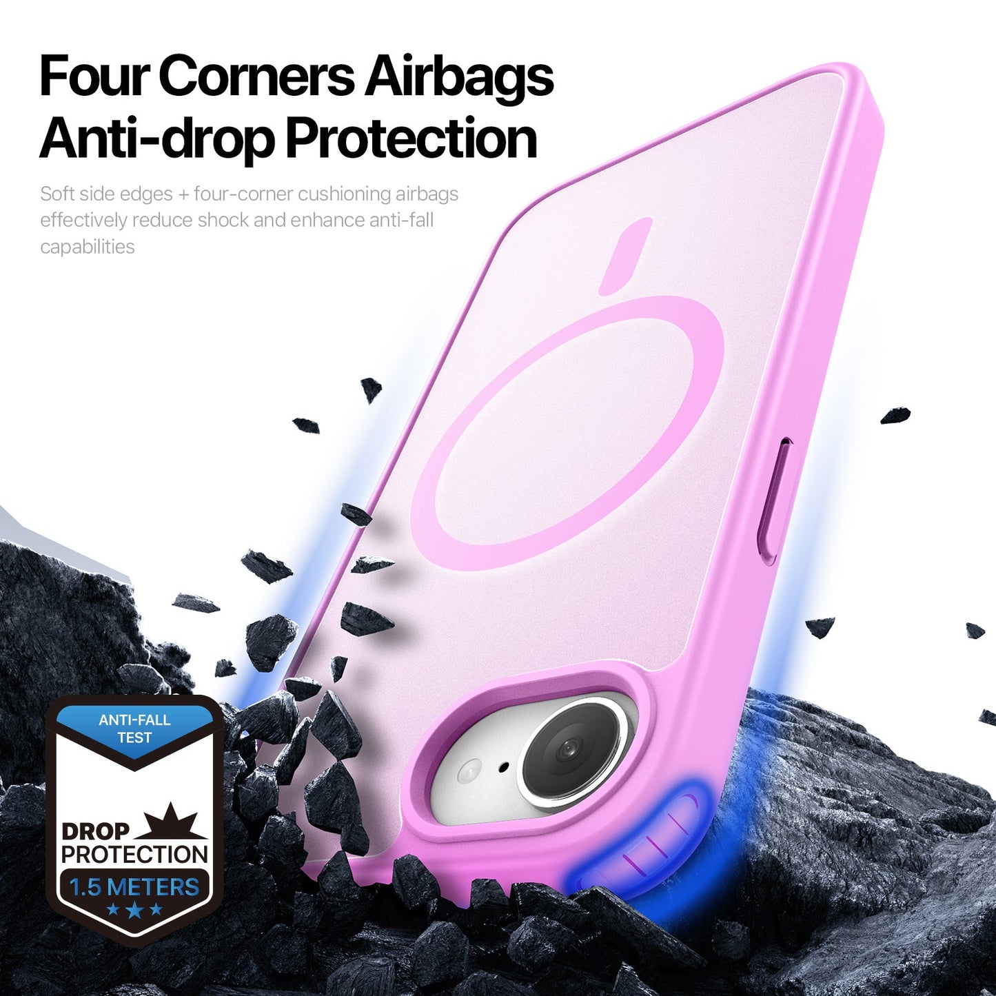 For iPhone 16e Case DUX DUCIS Yind Series Matte Case Compatible with MagSafe PC+TPU Phone Cover - Rose Pink