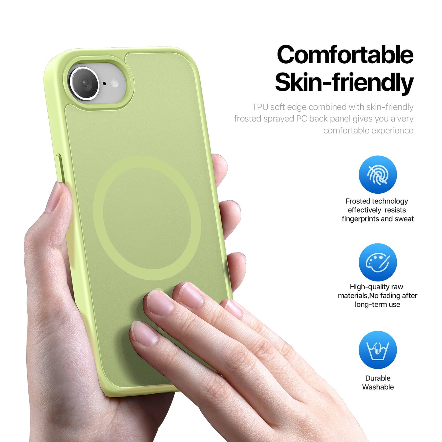 For iPhone SE (2025) Case DUX DUCIS Yind Series Matte Case Compatible with MagSafe PC+TPU Phone Cover - Lime Green