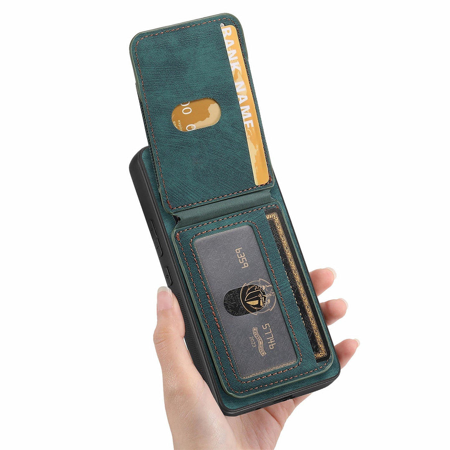 For Huawei Mate 70 Leather Back Cover with Detachable Card Holder Kickstand - Green