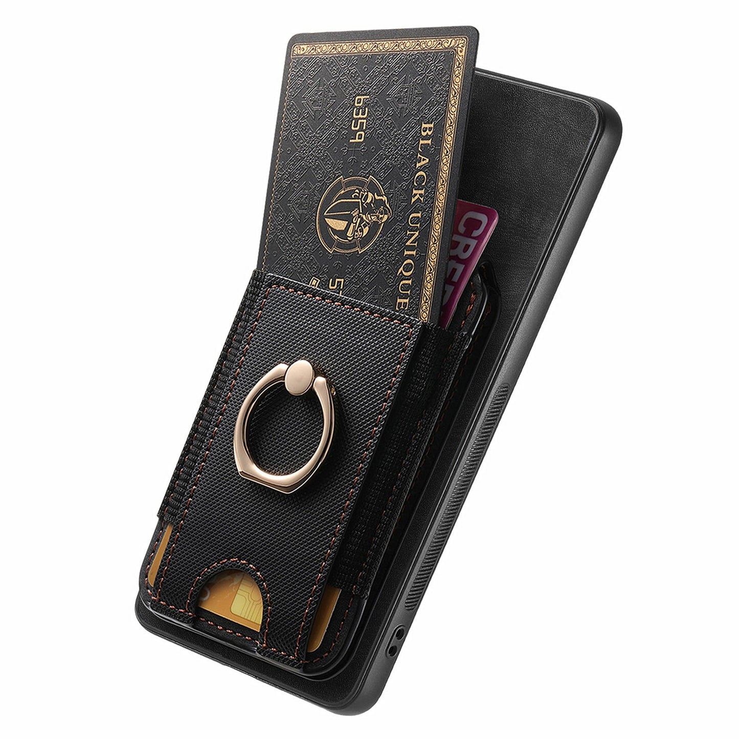 For Huawei Mate 70 Leather Back Cover with Detachable Card Holder Kickstand - Black