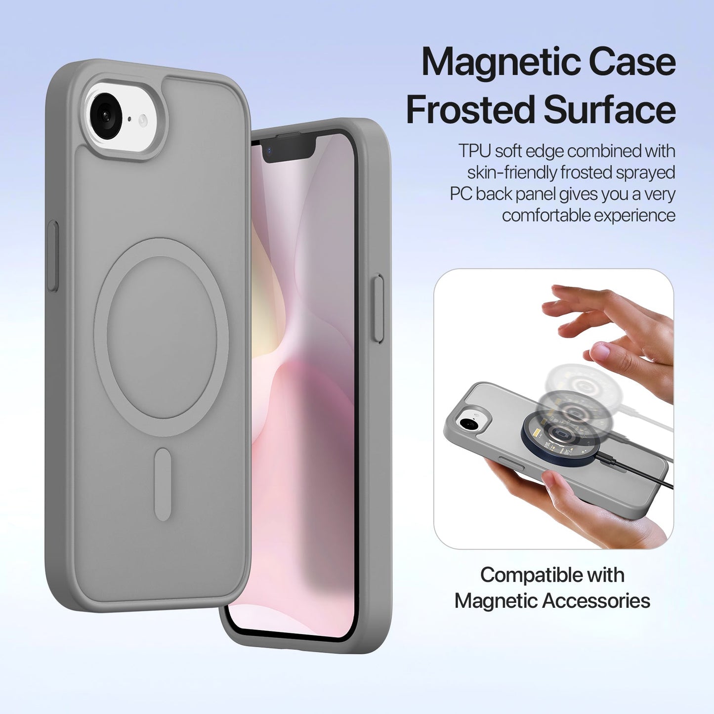 For iPhone SE (2025) Case DUX DUCIS Lawa Series Detachable Magnetic Cowhide Leather Cover Zipper Wallet - Grey