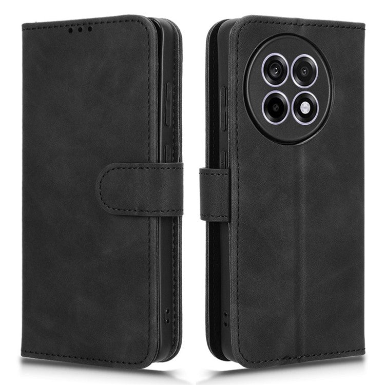 Leather Case For OnePlus 13R 5G / Ace 5 5G / Ace 5 Pro 5G Skin Feel Anti Drop Wallet Flip Phone Cover - Black