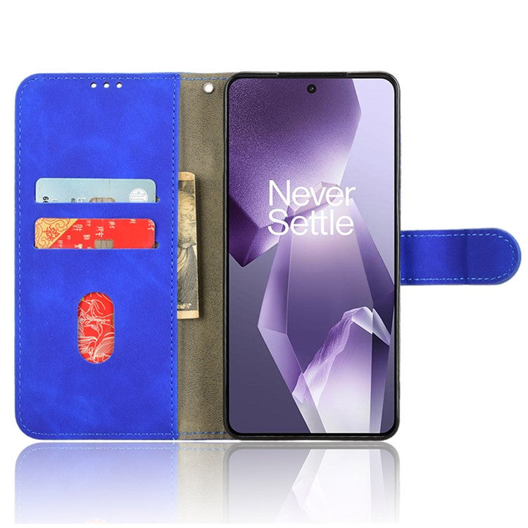 Leather Case For OnePlus 13R 5G / Ace 5 5G / Ace 5 Pro 5G Skin Feel Anti Drop Wallet Flip Phone Cover - Blue