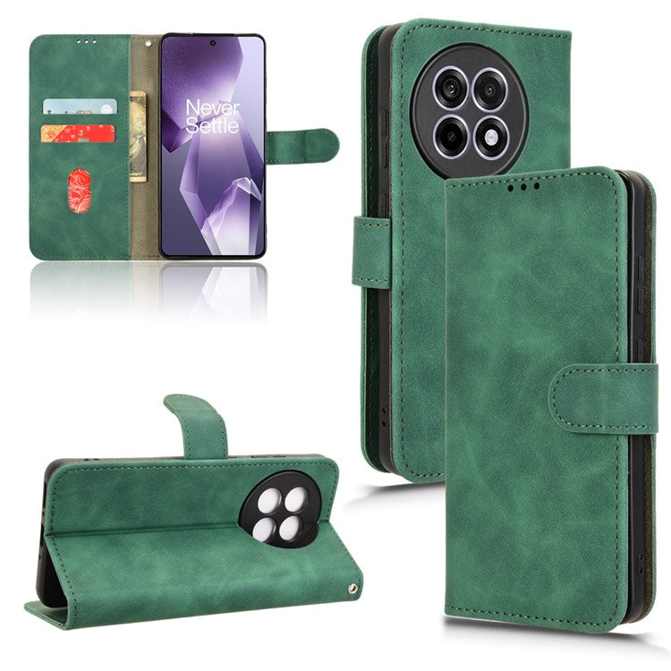 Leather Case For OnePlus 13R 5G / Ace 5 5G / Ace 5 Pro 5G Skin Feel Anti Drop Wallet Flip Phone Cover - Green