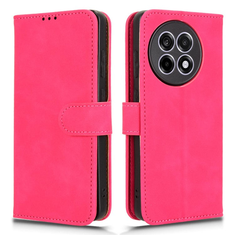 Leather Case For OnePlus 13R 5G / Ace 5 5G / Ace 5 Pro 5G Skin Feel Anti Drop Wallet Flip Phone Cover - Rose