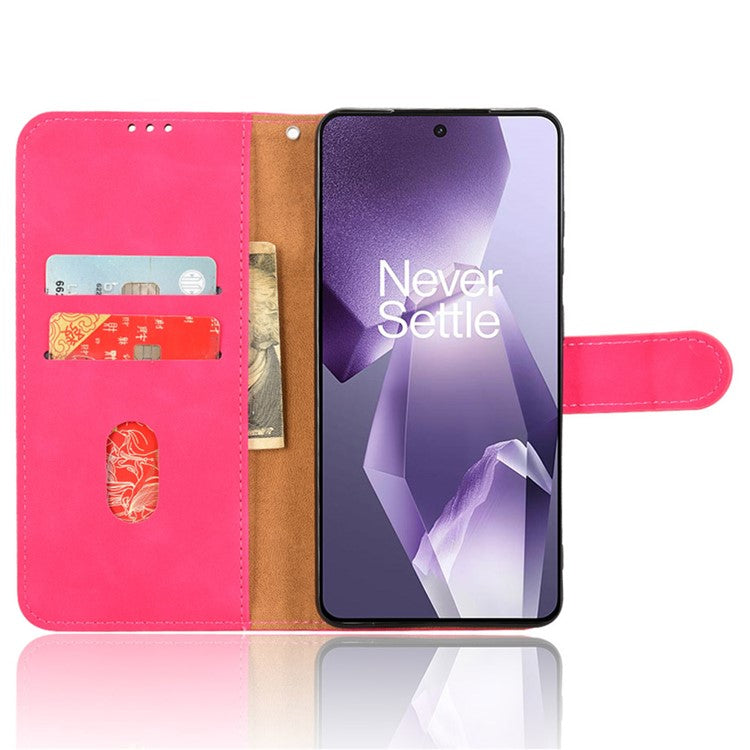 Leather Case For OnePlus 13R 5G / Ace 5 5G / Ace 5 Pro 5G Skin Feel Anti Drop Wallet Flip Phone Cover - Rose