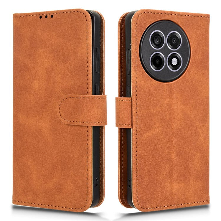 Leather Case For OnePlus 13R 5G / Ace 5 5G / Ace 5 Pro 5G Skin Feel Anti Drop Wallet Flip Phone Cover - Brown