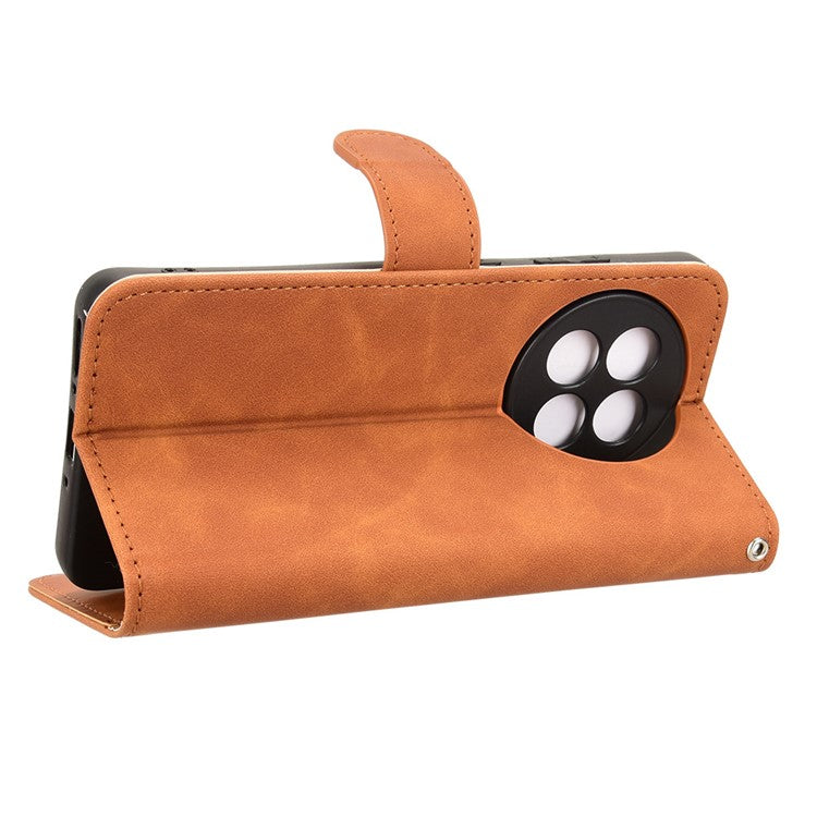 Leather Case For OnePlus 13R 5G / Ace 5 5G / Ace 5 Pro 5G Skin Feel Anti Drop Wallet Flip Phone Cover - Brown